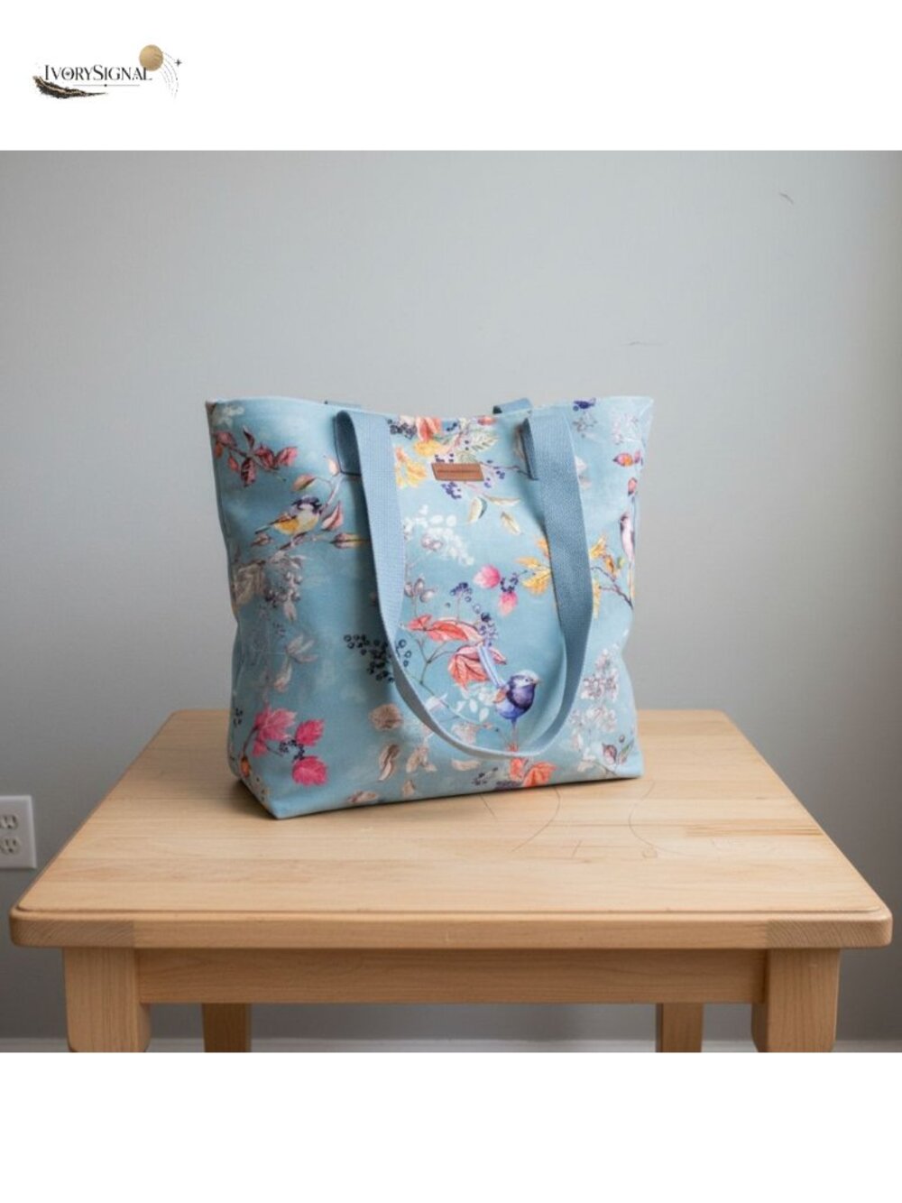 100% Cotton Canvas Tote Bag Reusable Grocery Shoulder Bag Watercolor Floral